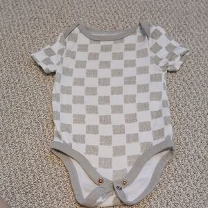 Cloud Island Checkered Bodysuit in Gray and White